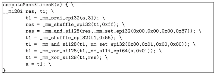 Fig. 3. The code for fully reconﬁgurable computation of xtimes for n1 = 1 and n2 = 128.