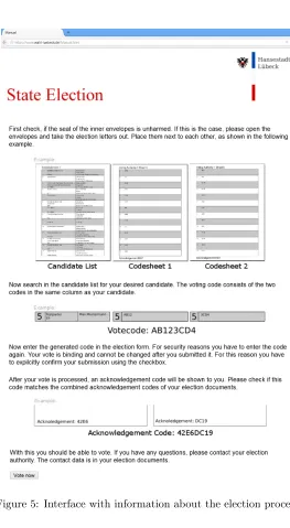 Figure 5: Interface with information about the election process.