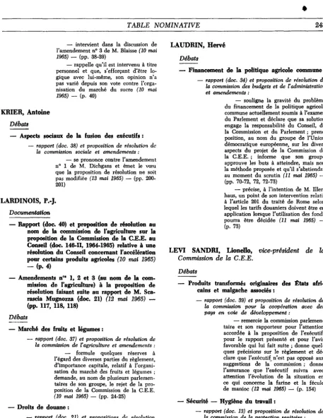 TABLE NOMINATIVE 
