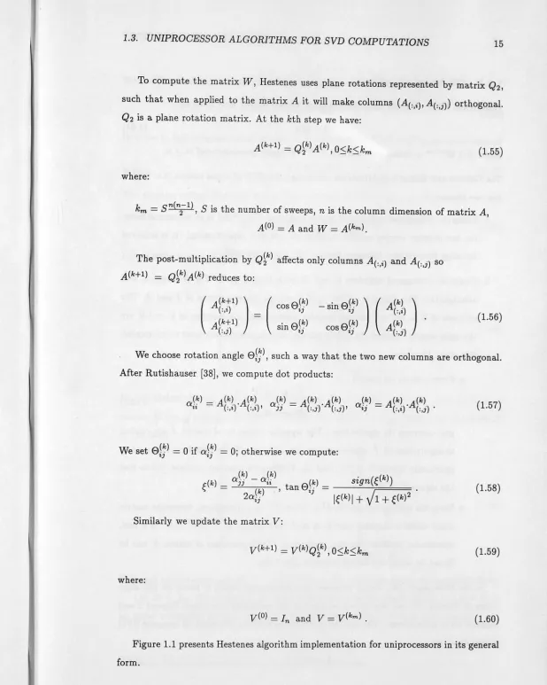 Figure 1.1 presents Hestenes algorithm implementation for uniprocessors in its general 