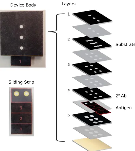 Figure 3: Device with its multiple layers. Black indicates a paper layer and gray indicates a tape layer