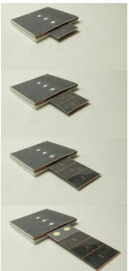 Figure 8: The device and the various positions of the strip 