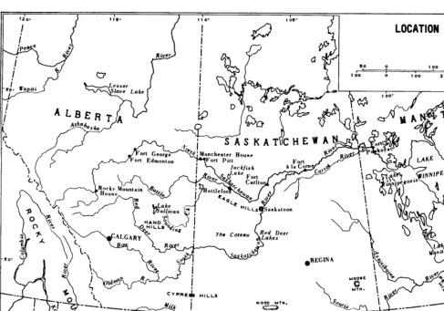 FIG. 1. Map of locations mentioned in discussion of grasslands of western Canada. 
