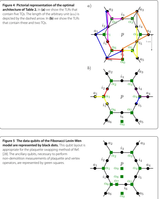 Figure 4 Pictorial representation of the optimal architecture of Table 2. In (a) we show the TLRs that contain ﬁve TQs