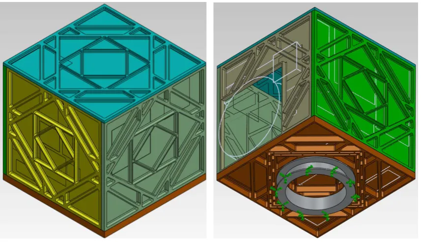Figure 5. A small space satellite using optimal panels (diamond rib structures).                                                                           
