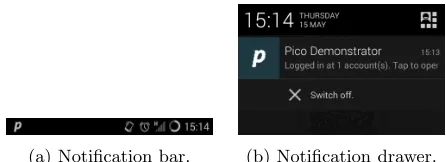 Fig. 7: Using Android’s notiﬁcation capabilities.
