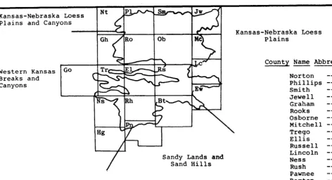 FIG. 1. Location of shale-limestone parent material region in Kansas. Adjacent resource regions are also given