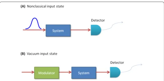 Figure 2 Continuous measurement of (A) the output of a system driven by nonclassical noise, and (B) and equivalent model from a modulated vacuum noise.