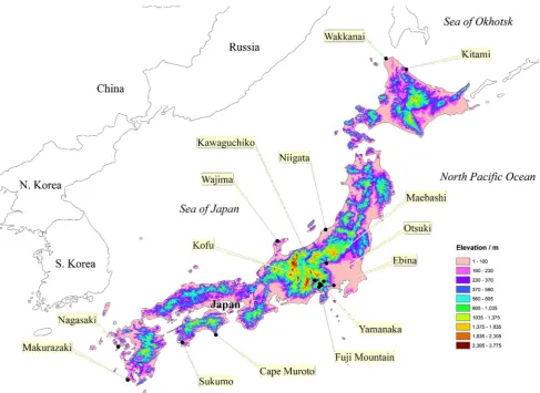Fig. 1 Study area with locations of observation stations considered in this study