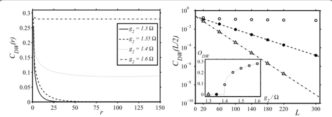 Figure 4 Determination of the DW boundaries. The two-point correlation function C DW (r) for the