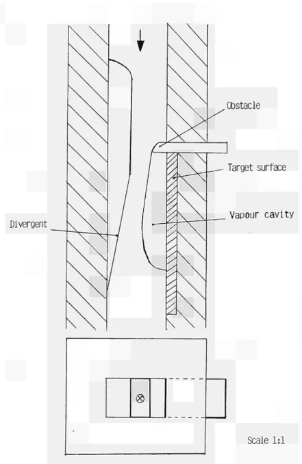 Figure 1. Test section for hydraulic design of the cavitation element. 