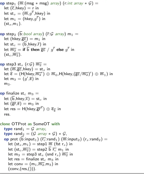 Figure 4: Our Concrete Oblivious Transfer Protocol.