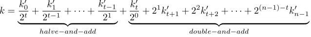 Table 1 shows the computational costs associated to the Montgomery ladder variants described inthis Section