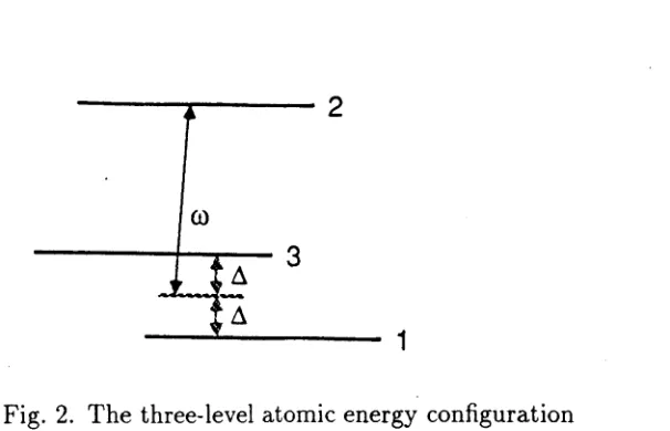 Fig. 2. The three-level atomic energy configuration 