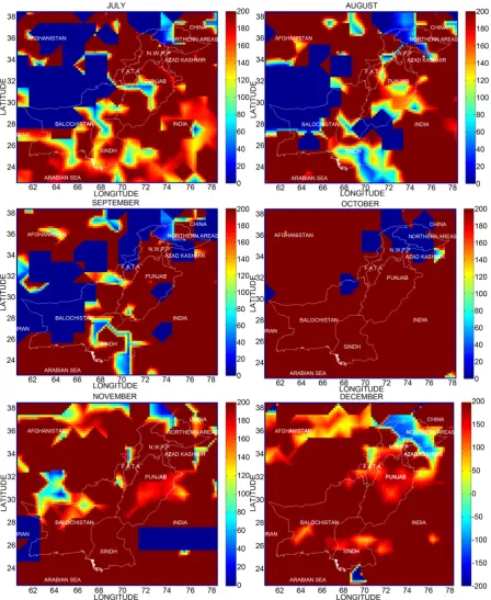 Figure 6. Monthly modified refractivity gradient existence averaged over years (2008-2012) at 700 hPa pressure level
