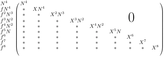 Fig. 1. The matrix for the case β= 0.25, u = 3, v = 2, t = 6, m = 8