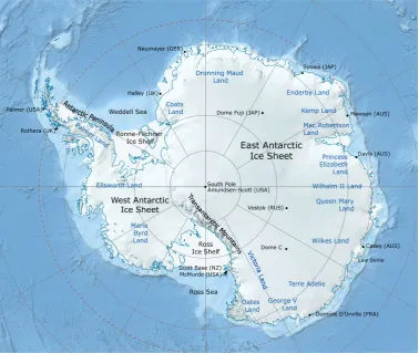 Figure 1.1: Overview of regions and locations across the Antarctic Ice Sheet [Haran 