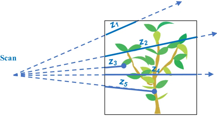 Figure 1. Scheme of the information provided by the traversal algorithm which is used to 