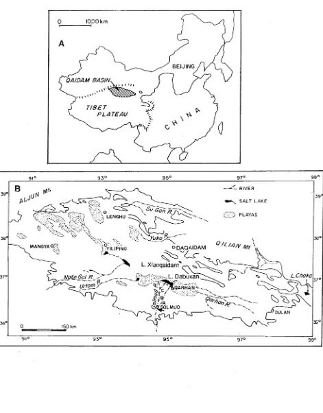 Figure 4.1. Location map of A) the Qaidam Basin on the northern margin of Qinghai- 