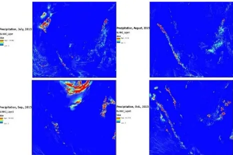 Figure A6: Simulated precipitation rate (rainfall) in Sumatra, Kalimantan and Malaysia region