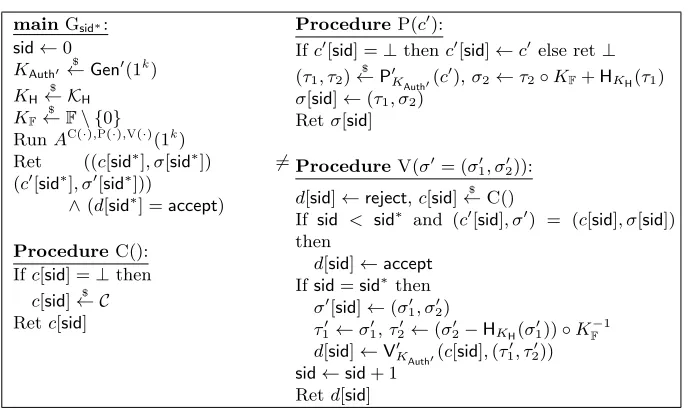 Fig. 1: Game Gsid∗ for sid∗ ∈ {1, . . . , r} in the proof of Theorem 5. All oracles return⊥ if sid > sid∗.