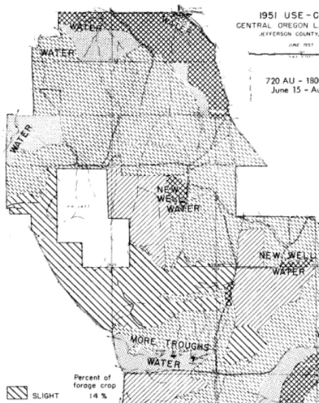 FIG. 5. Utilization pattern in 1951 after two years of corrective range management and with range developments