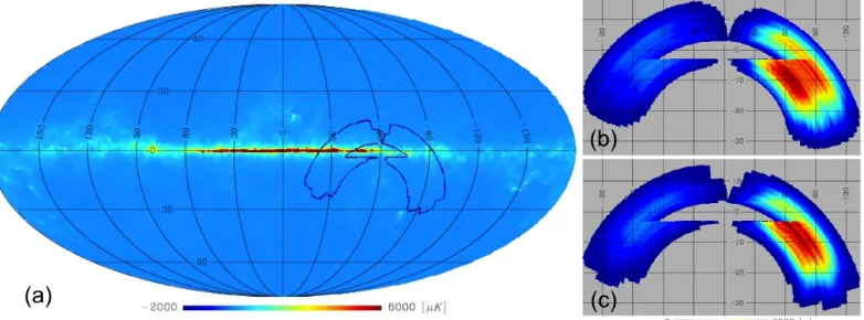 Figure 2. The Q and U maps of the Galactic ﬁelds are shown in the unit of μKcmb. Q and U are deﬁned in the Galacticcoordinate with IAU convention.