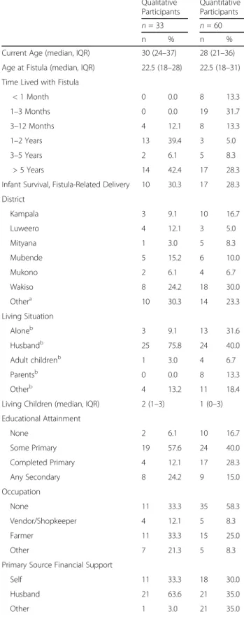 Table 1 Baseline characteristics of study participants across qualitative and quantitative study phases (Continued)