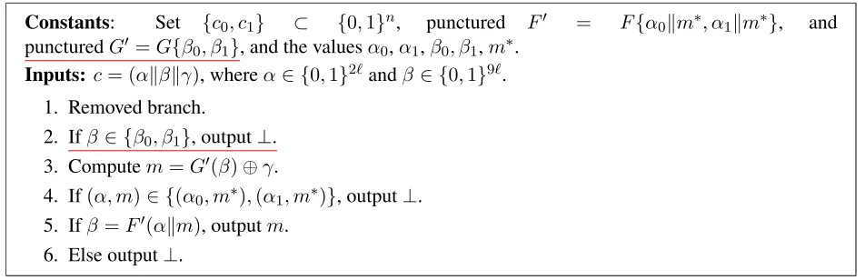 Figure 13: Encryption Program E{α0∥m∗, α1∥m, β∗ 0, β 1} (pre-obfuscation)