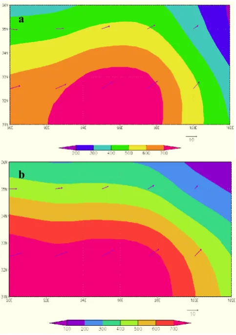 Figure 7. Distributions of water vapor fluxes at 850 hPa geopotential height in typical driest year (a) and wettest 