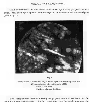 Decomposition of ternaryFig. 2  UN17AI13 diffusion layer after annealing above 650"C 