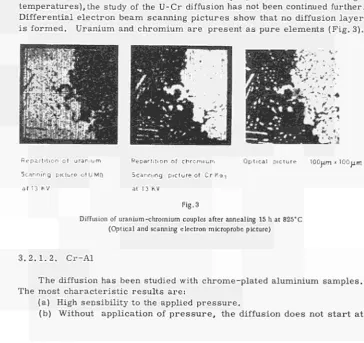 Fig. 3 Diffusion of uranium-chromium couples after annealing 15 h at 825°C 