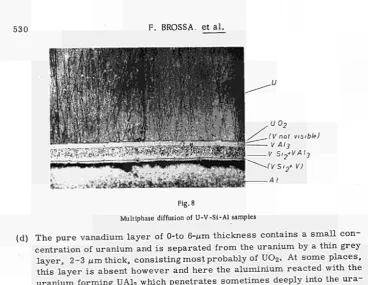 Fig. 8 Multiphase diffusion of U-V-Si-Al samples 