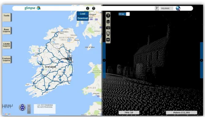 Figure 2. User deﬁned (a) LiDAR section polygon represented in orange and (b) processed results inthe WebGL viewer.