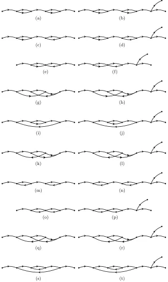 Fig. 4.3. Structure graphs with 2 accidents. (a) and (b) : No loop, (c) to (l) : one loop,(m) to (t) : two loops.