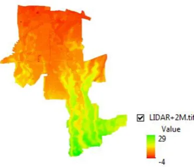 Figure 4. Detailed area of interest with color-coded elevation range 