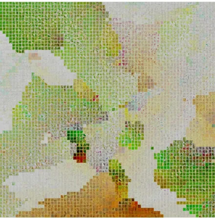 Figure 13. Thumbnail-based visualization of a subset of the USGS topographic maps in the state of Colorado (USA) based on a 2D transformation of the 12-dimensional image descriptor feature space using t-SNE