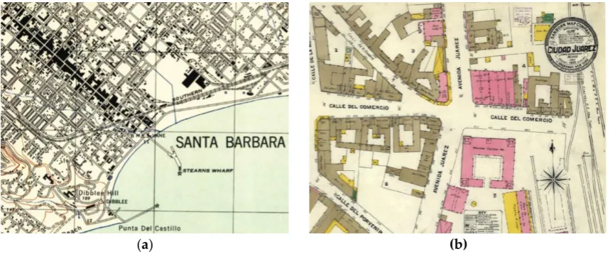 Figure 2. Example of the multi-temporal, multi-scale USGS topographic map archive, showing available map sheets covering Boulder, Colorado (USA) from 1904 to 2013 at various map scales