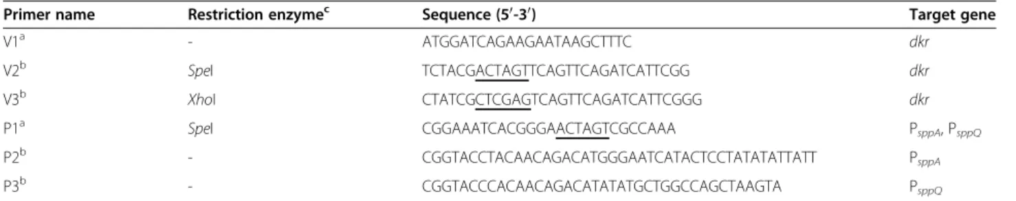 Table 1 Oligonucleotide primers used for PCR amplifications in this study