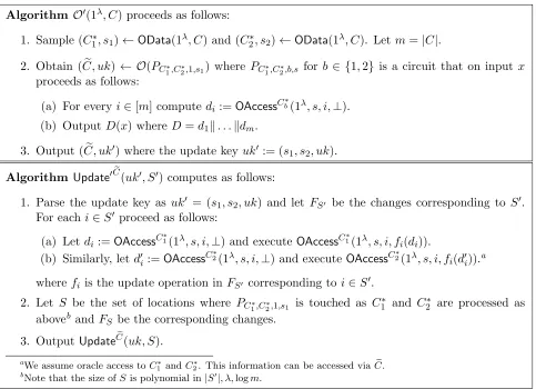 Figure 5: Description of O′ and Update′.