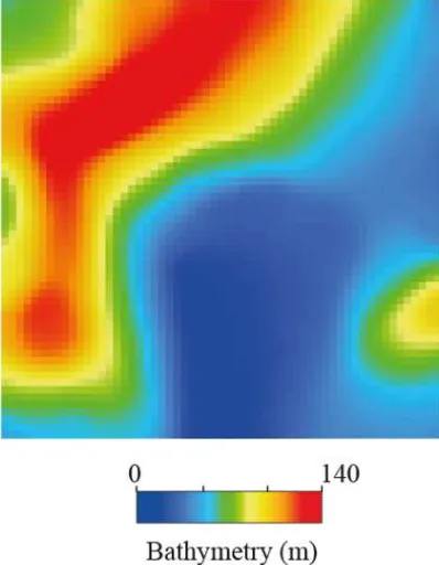 Figure 11. Bathymetry map for the interval 3 (181.7 to 181.5 Ma). 
