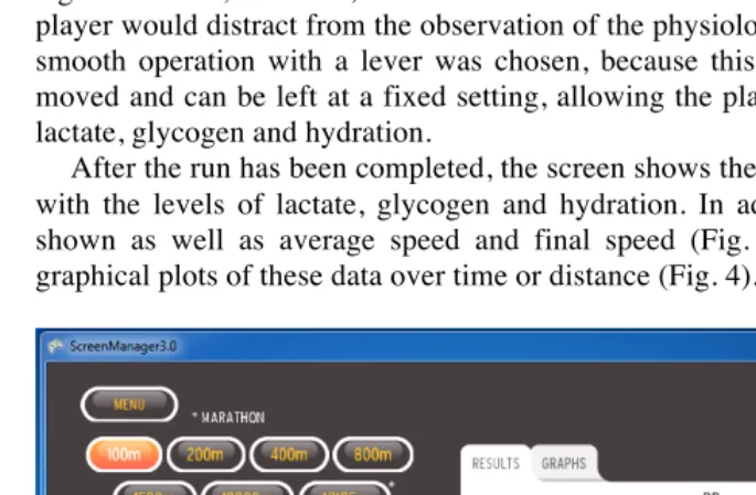 Fig. 3. Results after a completed run. The table shows levels and running data (right)