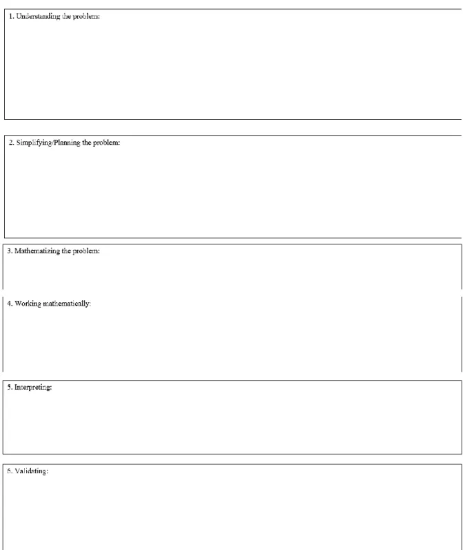 Figure 2. The written paper of the Step Problem prepared in the frame of the Modelling Cycle under a Cognitive  Perspective 