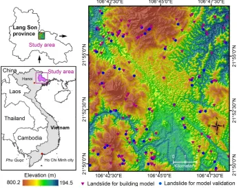 Figure 1. Location of the study area and landslide inventory 