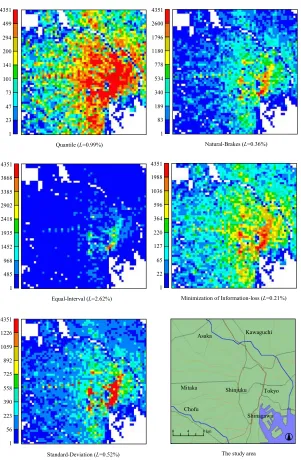 Figure 6: Visualization of spatial data by existing classification methods and minimization method 
