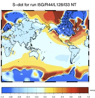 Figure 3.GIA ﬁngerprint forS˙, the present-day rate of relative sea-level change, obtained byimplementing model ICE-5G (VM2) in SELEN4