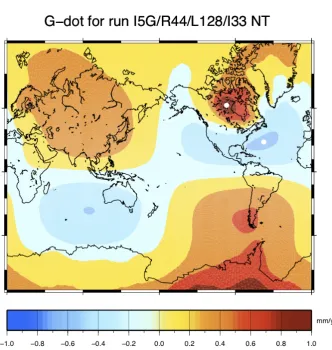 Figure 5. GIA ﬁngerprint forwith values of G˙ i.e., the current rate of geoid height variation, according to our GIAsimulation based upon model ICE-5G (VM2)