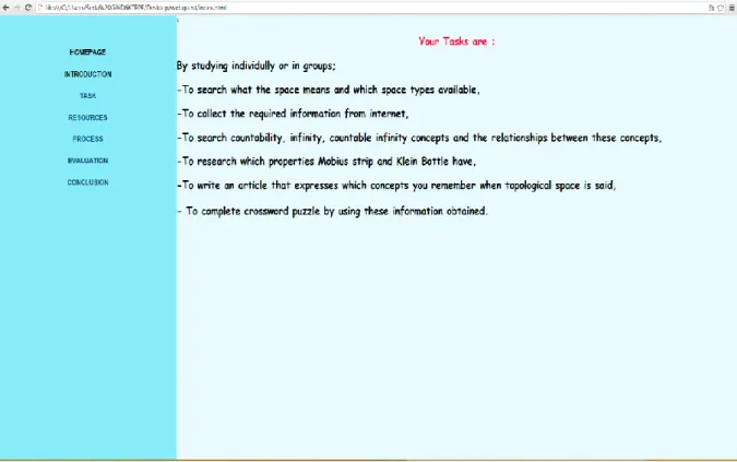 Figure 2. Screen capture of the task section 