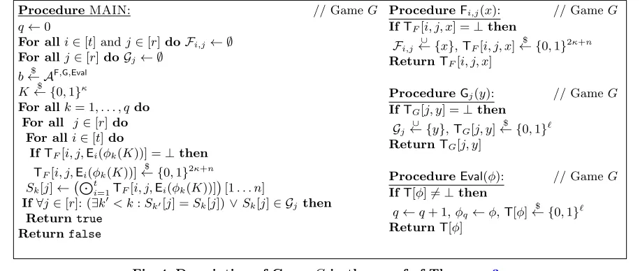 Fig. 4. Description of Game G in the proof of Theorem 3.