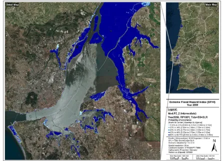 Figure 7 shows, for the ACPM, the 2050 coastal forcing scenarios probability, within a zoom of the Tagus Estuary